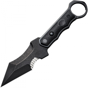 Civivi 20037B1 Orthrus Serrated Black Stonewash Fixed Blade Knife Black Handles