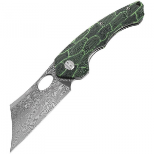Bestech L07C Skirmish Damascus Linerlock Knife Black/Green Handles