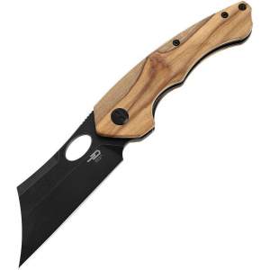 Bestech L06C Skirmish Black Stonewashed Linerlock Knife Olivewood Handles