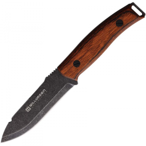 Willumsen Copenhagen 121DSW Wild1 Black Fixed Blade Knife Brown Handles