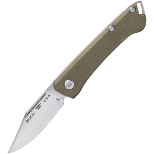 Buck 250GRS1 Saunter Folder Clip Micarta Knife Green Handles