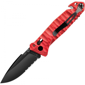 TB Outdoor 115 C.A.C. S200 Axis Lock Black Folding Knife Red Handles