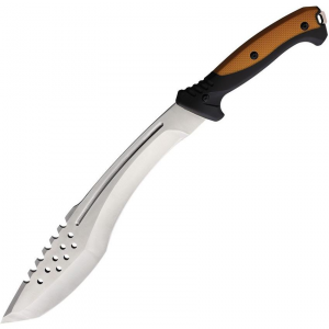 Defcon 22027DC Tactical Kukri Satin Fixed Blade Knife Black/Brown TPR Handles