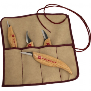 Flexcut XJKN100 4-Piece Carving Knife Set with Ergonomic Wood Handle