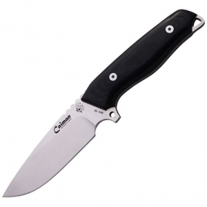 J&V Adventure 1372T Caiman Satin Fixed Blade Knife Black Handles