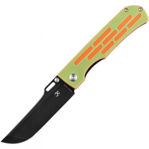 Kansept 1041A3 Reedus Black Linerlock Knife Green/Orange G10 Handles