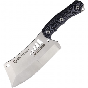 K25 32559 Jacob Tactical Machete Fixed Blade Knife Black/Gray Handles