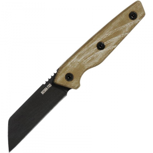 Ontario 9002 Bersa Black Fixed Blade Knife Tan Handles