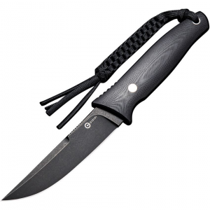 Civivi 190463 Tamashii Black Stonewash Fixed Blade Knife Black Handles