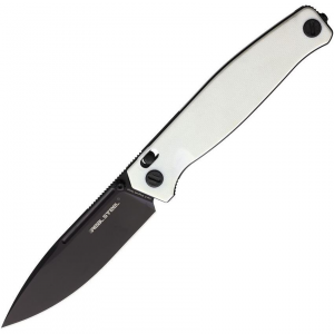 Real Steel 7652WB Huginn Slide Lock Black Oxide Folding Knife White Handles