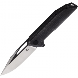 CMB 10W Lurker Black Stonewashed/Satin Linerlock Knife Black Handles