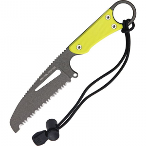 HPA 3 SMJ Air Water Rescue Serrated Fixed Blade Knife Yellow Handles