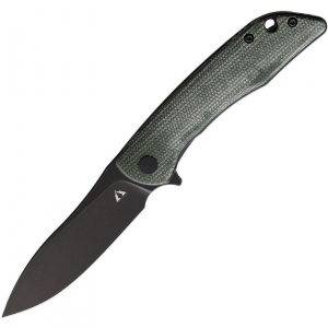 CMB 06G Blaze Black Linerlock Knife Green Handles