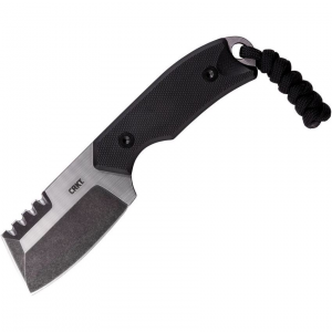 CRKT 4036 Razel Compact Stonewash Fixed Blade Knife Black Handles