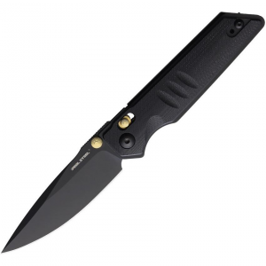 Real Steel 7711BB Sacra Slide Lock Black Folding Knife Black Handles