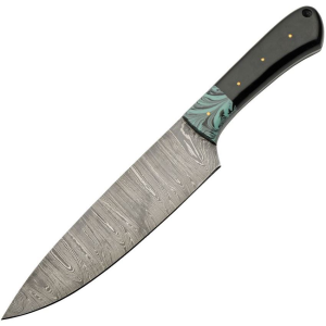 Damascus 1305 Hunter Damascus Fixed Blade Knife Horn/Resin Handles