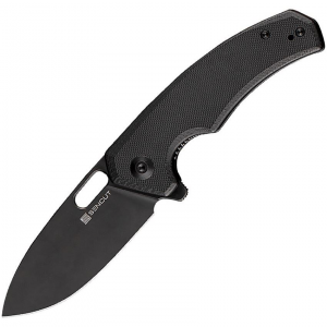 SenCut 06A Actium Black Stonewashed Linerlock Knife Black Handles