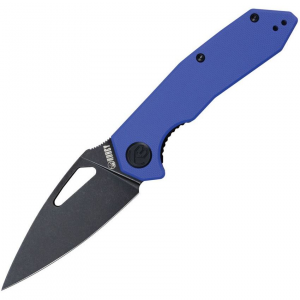 Kubey 122G Coeus Black Stonewashed Linerlock Knife Blue Handles