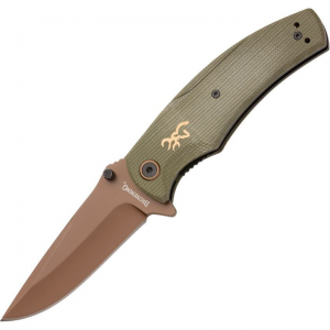 Browning 0466 Trailside Bronze Knife Green Handles