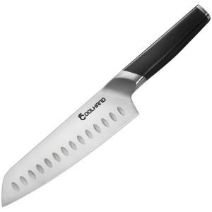 Coolhand 7197GG10 Santoku 7197GG10 Stainless Fixed Blade Knife Black Handles