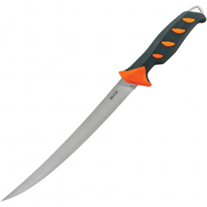 Buck 146ORS 146 Hookset Fresh Water Satin Fillet Fixed Blade Knife Gray/Orange Handles