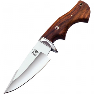 FH MLK002 Satin Fixed Blade Knife Brown Wood Handles