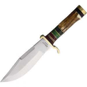 Marbles 627 Hunter Stag Satin Fixed Blade Knife Stag Handles