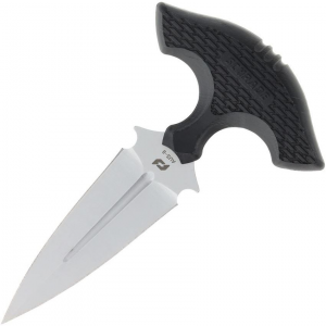 Schrade 1182518 Moe Push Dagger Grey Fixed Blade Knife Black Handles