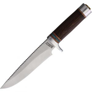Marbles 624 MR624 Bowie Satin Fixed Blade Knife Brown Handles