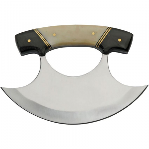 China Made 8026HN Ulu Horn Satin Fixed Blade Knife Bone and Horn Handles