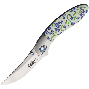 Brighten Blades 003 Faith Linerlock Knife Purple Flower Handles