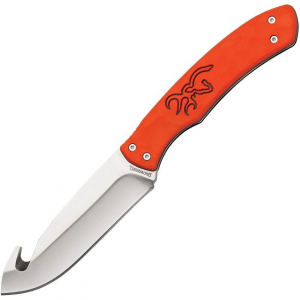 Browning 0356 Primal Guthook Satin Fixed Blade Knife Orange Handles