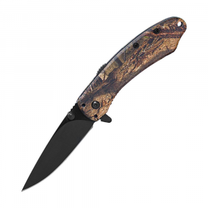 ABKT Tac 067MCD Ember Assist Open Black Linerlock Knife Camo Handles