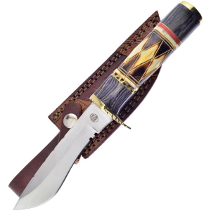 Frost CW888YB10 White Owl Satin Fixed Blade Knife Black Handles