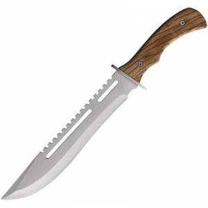 ElitEdge 20669WD EE20669WD Hunting Satin Fixed Blade Knife Brown Handles