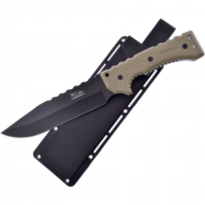 Frost TC70SAND Defender Bowie Black Fixed Blade Knife Sand Handles