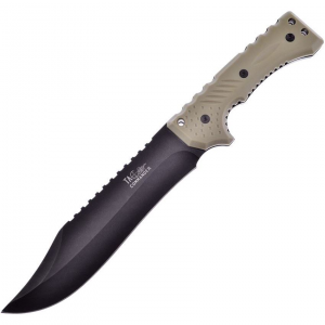 Frost TC73SAND Guardsman Bowie Black Fixed Blade Knife Sand Handles