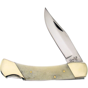 Frost TS072WSB Bear Claw Lockback Knife White Smooth Bone Handles