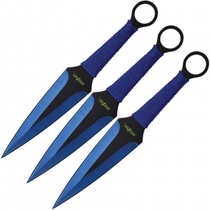 Perfect Point 8693BL Throwing Fixed Blade Knife Set Blue Handles