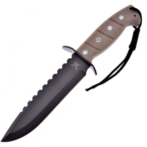 Frost TX1453SAND Bowie Black Fixed Blade Knife Sand Handles