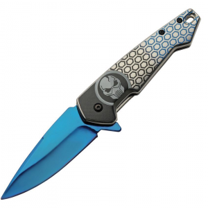 China Made 300578BL Predator Framelock Knife A/O Blue Handles