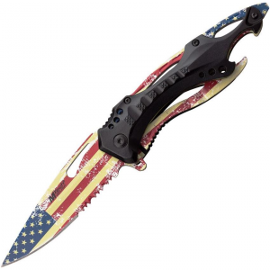 Mtech A705AF Assist Open Linerlock Knife with Flag Handles