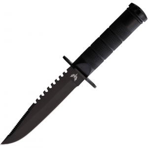Combat Ready 376 Survival Black Fixed Blade Knife Black Handles