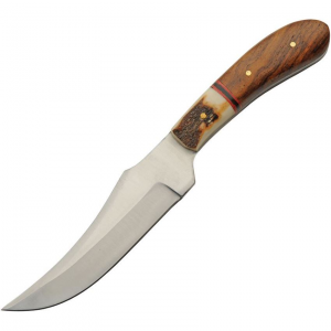 Pakistan 8031 Slight Stag Hunter Satin Fixed Blade Knife Wood Handles