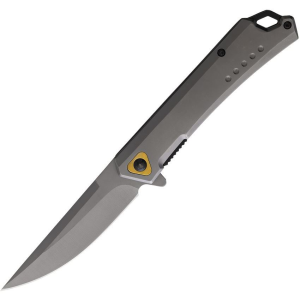ElitEdge 10A83SGY Assist Open Linerlock Knife with Titanium tanium Gray Handles