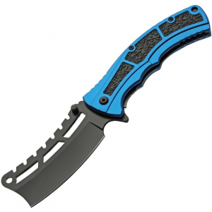 Rite Edge 300550BL Cleaver Assist Open Linerlock Knife with Blue Handles
