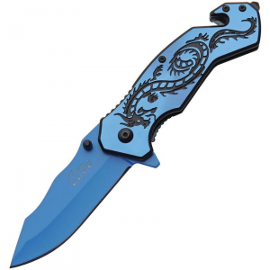 Rite Edge 300586BL Flying Dragon Linerlock Knife with Blue Handles