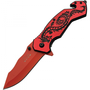 Rite Edge 300586RD Flying Dragon Linerlock Knife with Red Handles