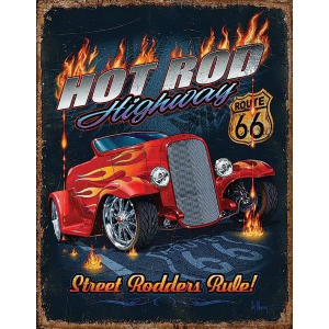 Tin Signs 2370 Hot Rod Route 66