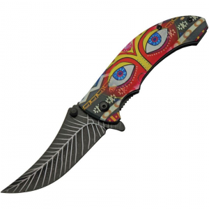 China Made 300525 Gypsy Eye Linerlock Knife Artwork Handles
